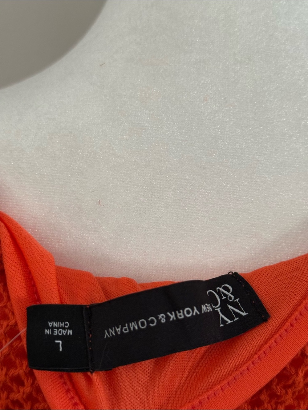 New York & Company Orange Crochet Knit Dress Swim Cover Up Tie Waist Large NWT - Picture 9 of 10